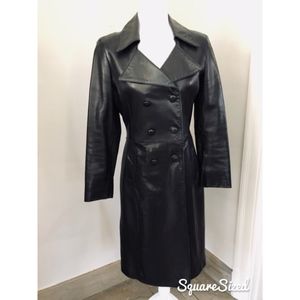 Bebe Double Breasted Leather Coat